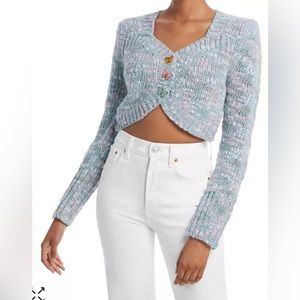 Saundria crop cardigan galaxy blue - LoveShackFancy
